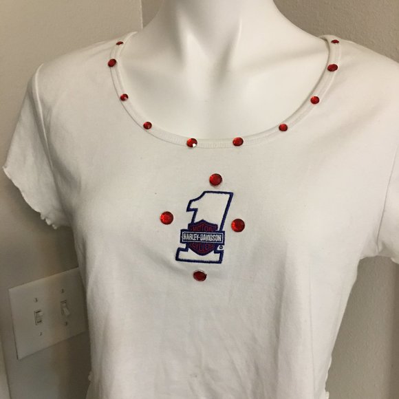 Harley Davidson Embellished Crop Top #1 Medium NWT Har1 - Picture 2 of 5